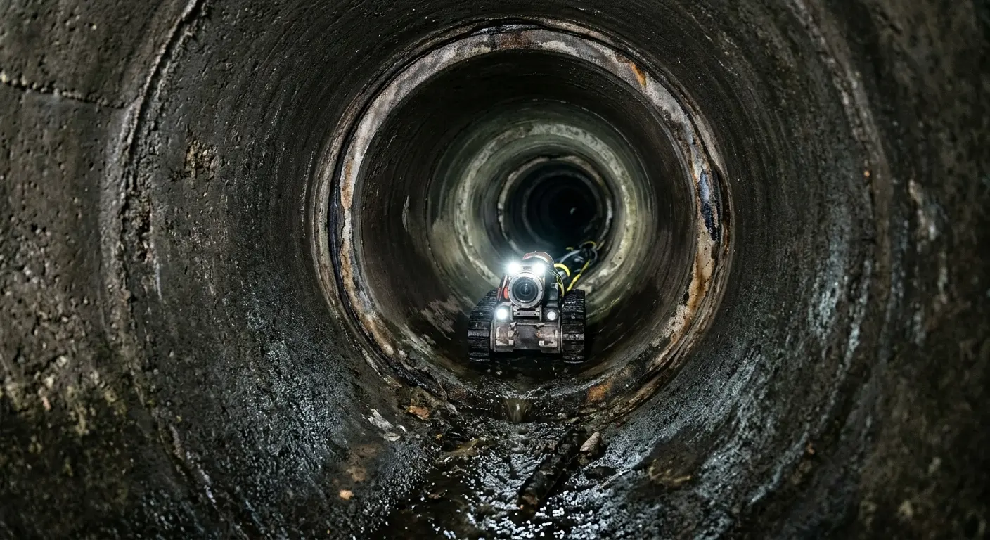 Robotic sewer camera inspecting pipe interior for Drain Snake Service in Fillmore